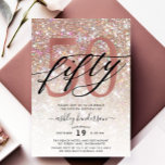 Modern Champagne Glitter 50th Birthday Invitation<br><div class="desc">Invite family and friends to celebrate 50th Birthday with these chic trendy invitations. Design featuring champagne sparkly glitter texture,  fifty in trendy handwritten script in black and rose gold color. Personalize with your details in block capital lettering.</div>
