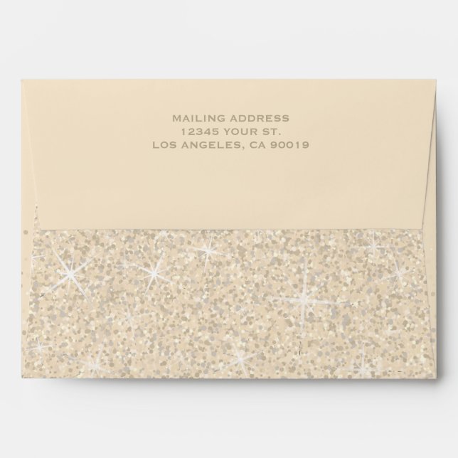 Modern Champagne Glitter Wedding Envelope (Back (Top Flap))