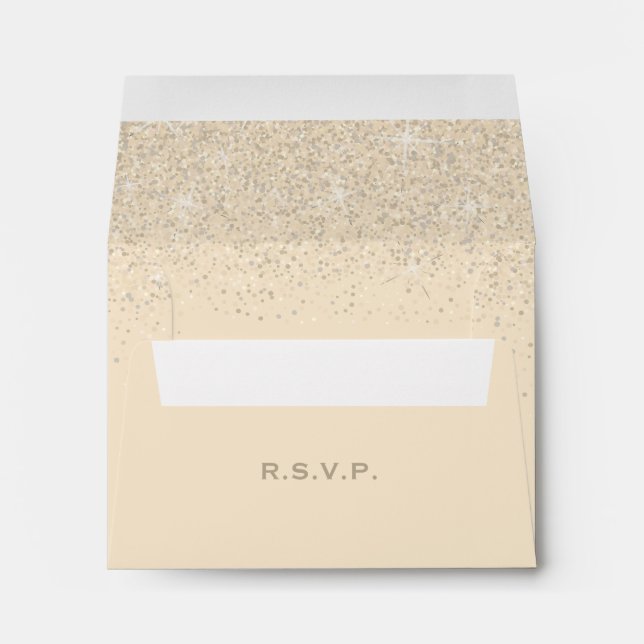 Modern Champagne Glitter Wedding, Response Envelope (Back (Bottom))