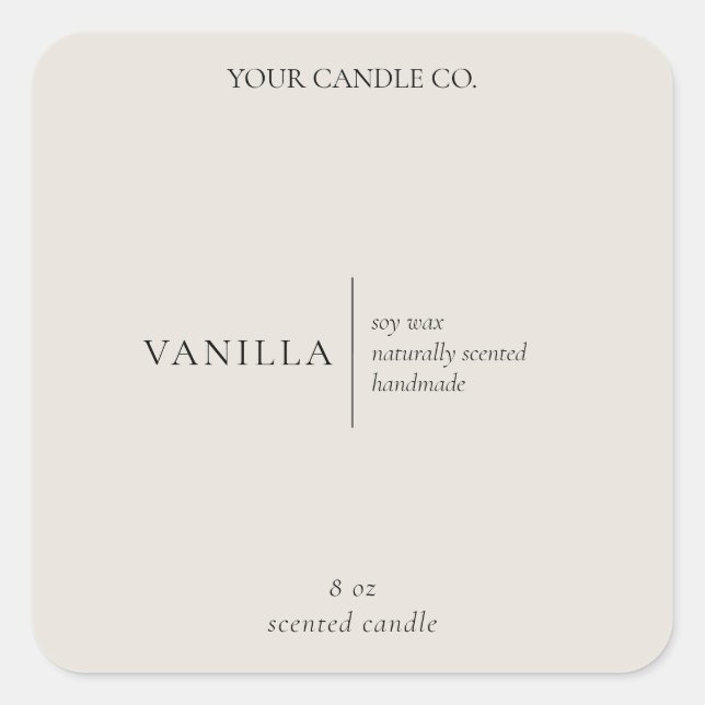 Modern Champagne Minimalist Candle Label (Front)