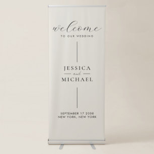 Modern Champagne Minimalist Wedding Welcome Banner