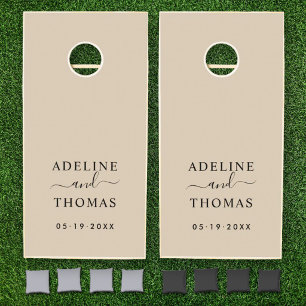 Modern Champagne Monogram Wedding Cornhole Set