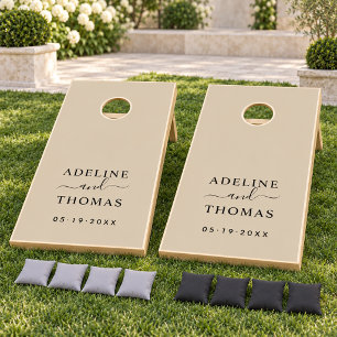 Modern Champagne Monogram Wedding Cornhole Set
