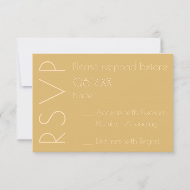 Modern Champagne Monotone Wedding RSVP (Front)