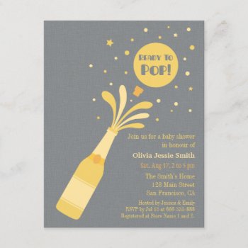 Modern Champagne Ready To Pop Baby Shower Invitation by RustyDoodle at Zazzle