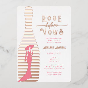Modern Champagne Rosé Before Vows Bridal Shower Foil Invitation
