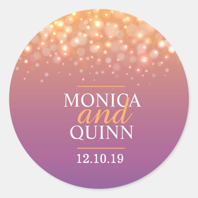 Modern champagne sparkle bubbles wedding sticker (Front)