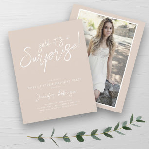 Modern Champagne Surprise Sweet 16 Invites