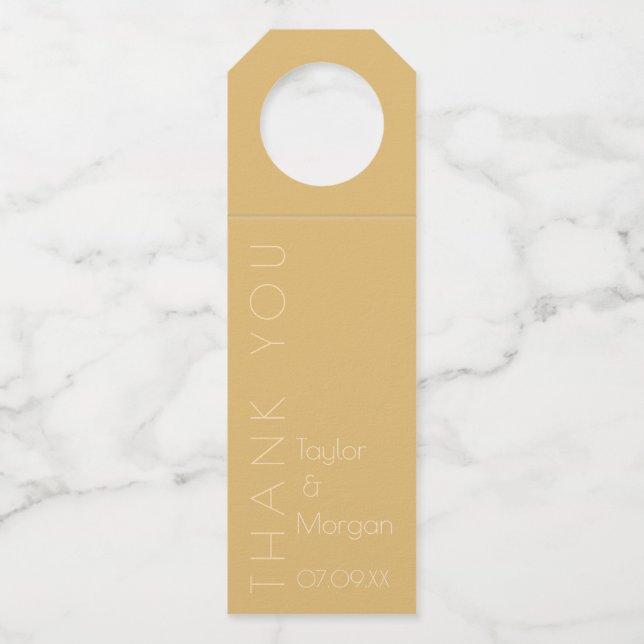 Modern Champagne Tonal Bottle Hanger Tag (Front)