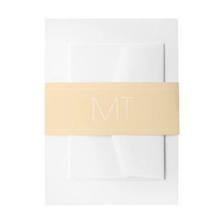 Modern Champagne Tonal Initials Invitation Belly Band