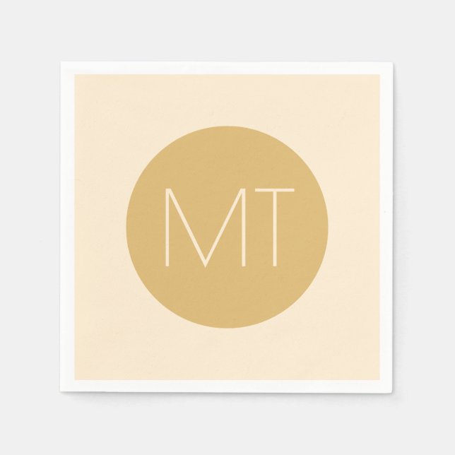 Modern Champagne Tonal Initials Wedding Napkins (Front)