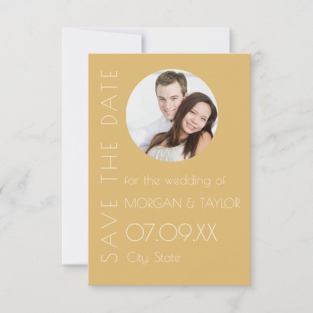 Modern Champagne Tonal Photo Save the Date Invitation (Front)