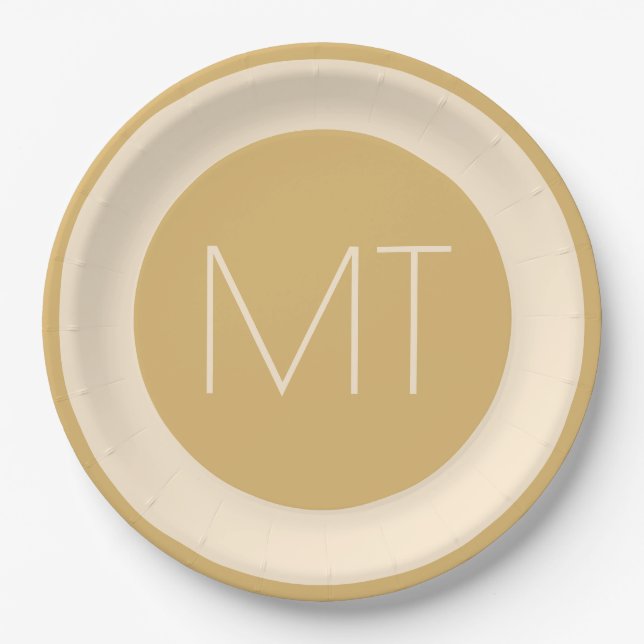 Modern Champagne Tonal Wedding Paper Plates (Front)