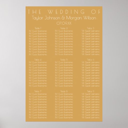 Modern Champagne Tonal Wedding Seating Chart Zazzle