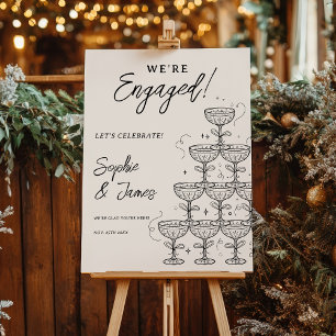 Modern Champagne Tower Engagement Welcome Foam Board