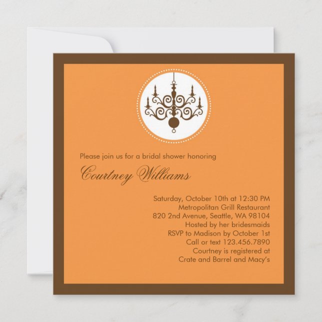 Modern Chandelier Bridal Shower Invitation (Front)