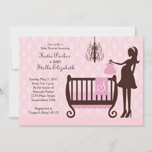 Modern Chandelier Shabby Chic Baby Shower Invite