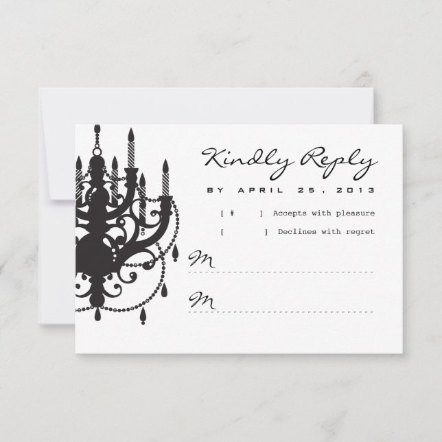 Modern Chandelier Wedding Invitation RSVP (Front)