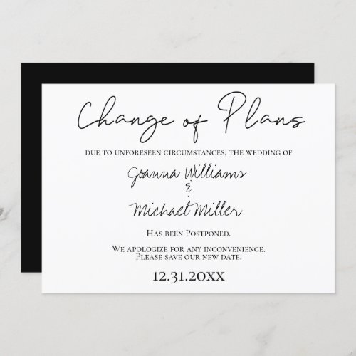 Modern Change of Plans New Save the Date Wedding Invitation