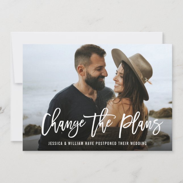 Modern Change of Plans Postponed PHOTO Wedding Invitation (Front)