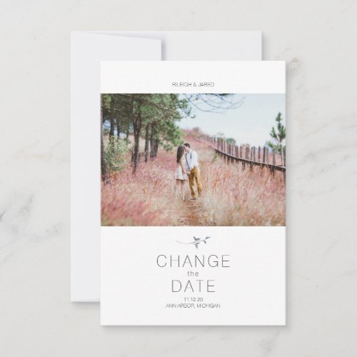 Modern Change the Date Leaf Photo Typography Card