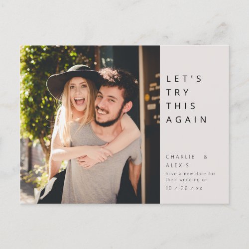 Modern Change the Date Save the Date Announcement Postcard