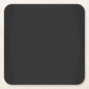 Modern Charcoal Black Customizable Square Paper Coaster