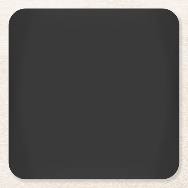 Modern Charcoal Black Customizable Square Paper Coaster (Front)