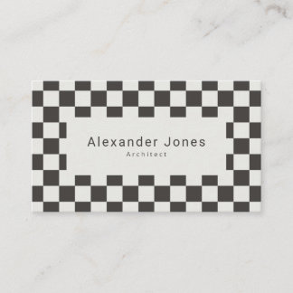 Modern Charcoal & Cream Checkered Pattern Business Card