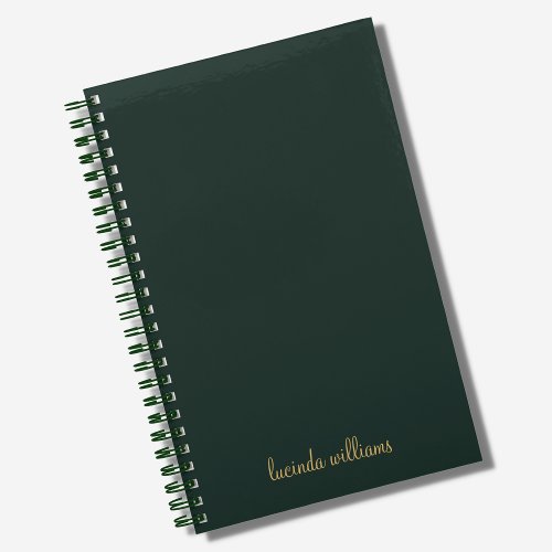 Modern Charcoal  Gold Script Name Monogram Notebook