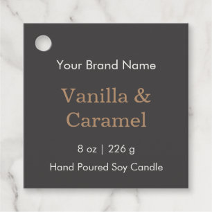 Modern Charcoal Gold Square Candle Favor Hang Tag