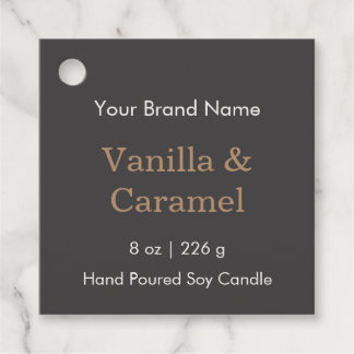 Modern Charcoal Gold Square Candle Favor Hang Tag