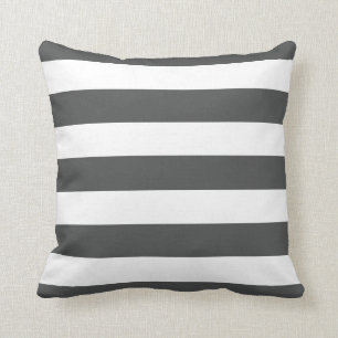 Modern Charcoal Gray and White Stripes Throw Pillow