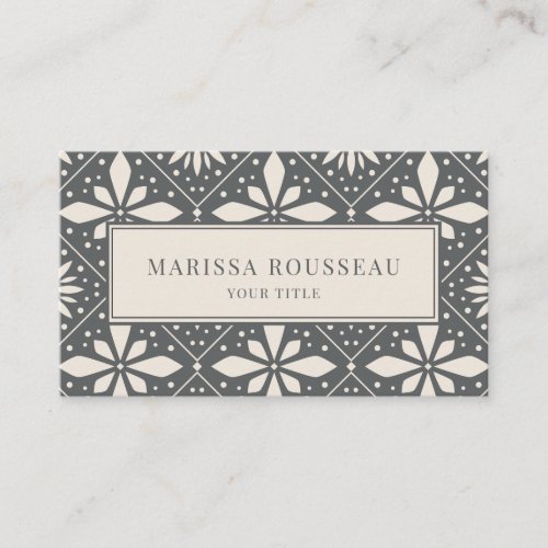 Modern Charcoal Gray Cream Pattern Business Card