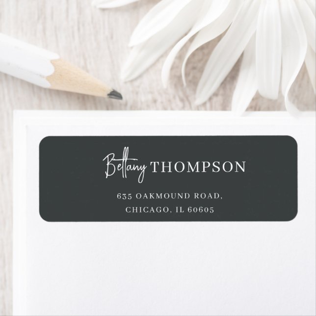 Modern Charcoal Gray Elegant Script Monogram Label (Insitu)