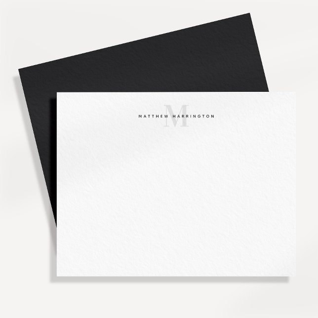 Modern charcoal gray monogrammed  stationery card (Creator Uploaded)