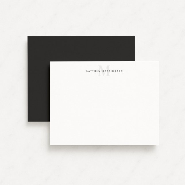 Modern charcoal gray monogrammed  stationery card (Creator Uploaded)
