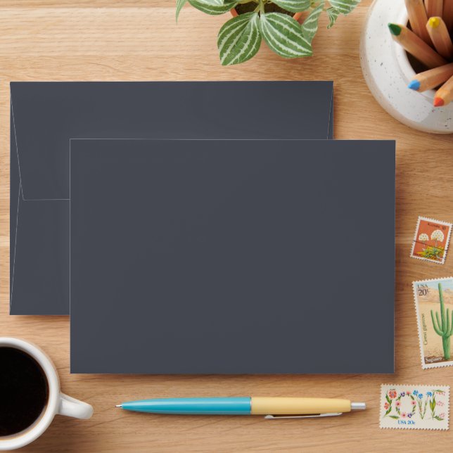 Modern Charcoal Gray  Plain Solid Color Envelope (Desk)