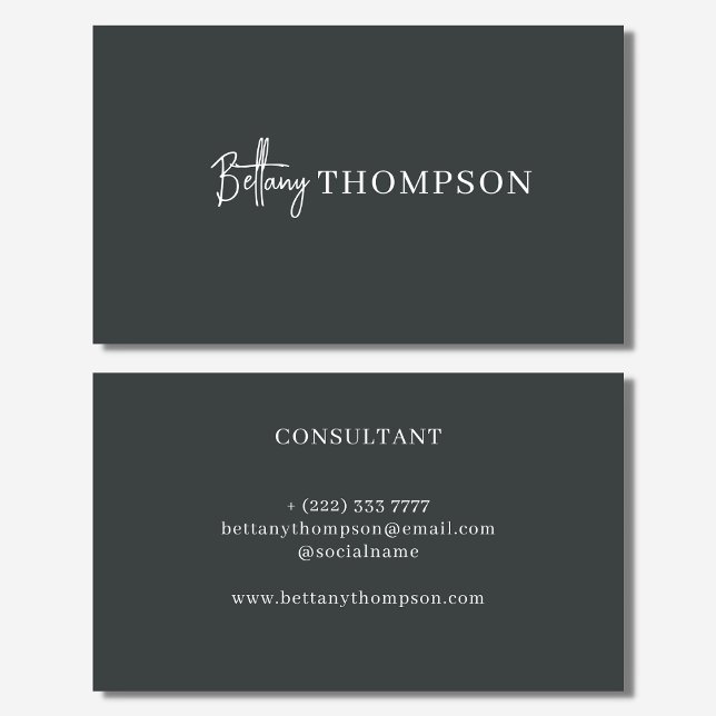 Modern Charcoal Gray & Script Monogram Chic Business Card (Creator Uploaded)