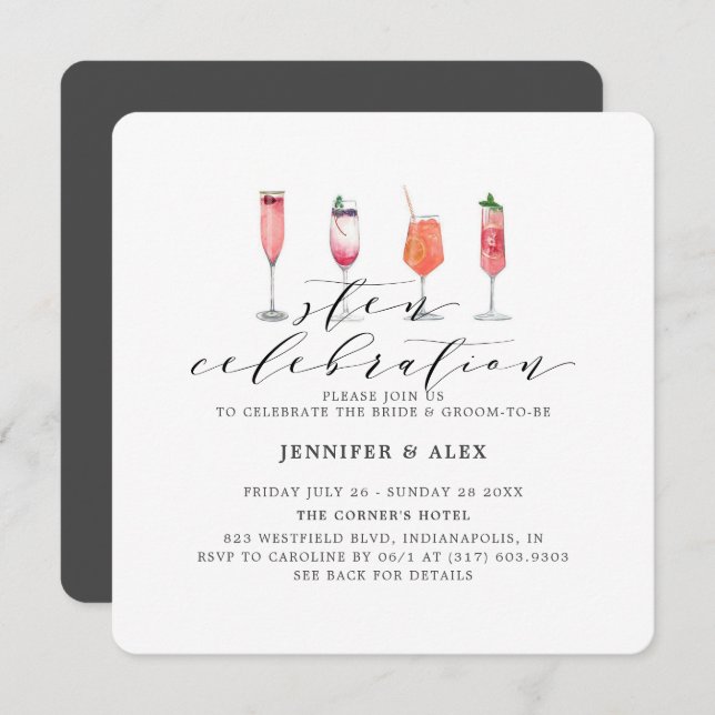Modern Charcoal Gray Sten Celebration Invitation (Front/Back)