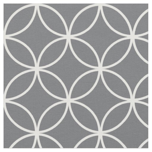 Modern Charcoal Gray White Circle Diamond Pattern Fabric