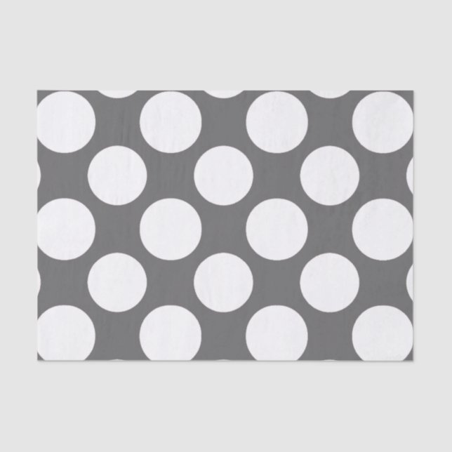 Modern Charcoal Gray White Polka Dots Pattern Tissue Paper (Front)