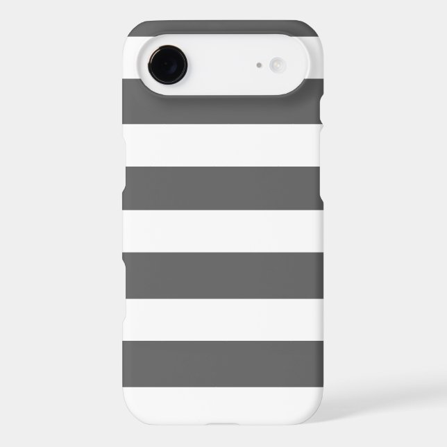 Modern Charcoal Gray White Stripes Pattern Case-Mate iPhone Case (Back)