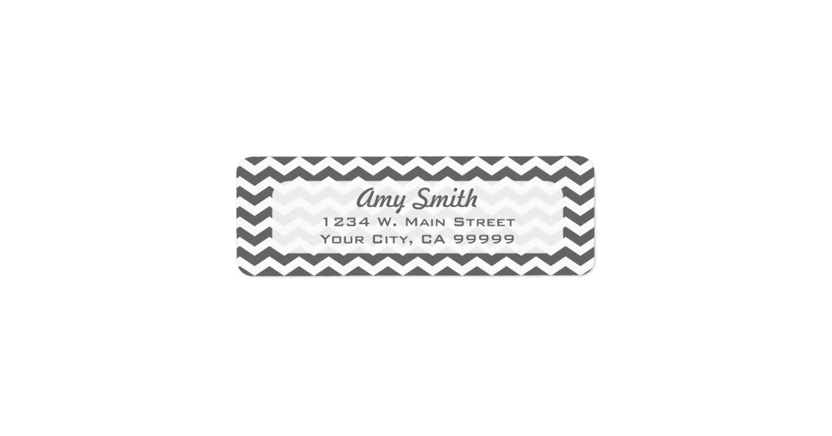 Modern Charcoal Gray Zigzag Return Address Lables Label Zazzle