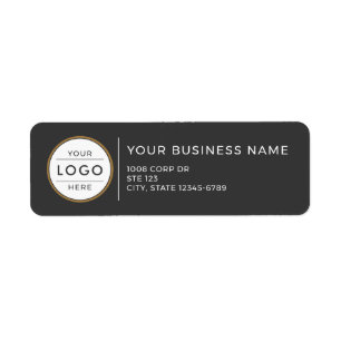 Modern Charcoal Grey & Gold Business Logo Label