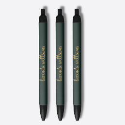 Modern Charcoal Luxe Gold Script Monogram Black Ink Pen