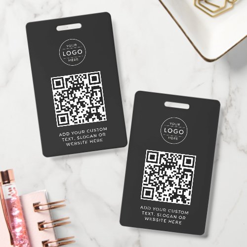 Modern Charcoal QR Code Custom Company Logo Badge