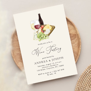 Modern Charcuterie Cheese Board Wine Tasting Party Invitation
