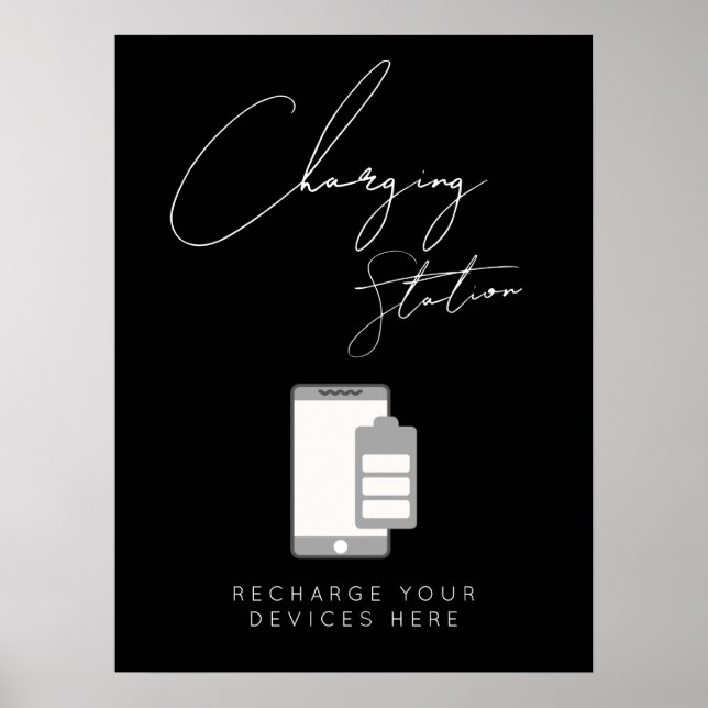 modern charging station wedding sign (Front)