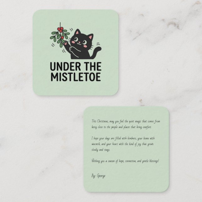 Modern Charming Black Cat Christmas Sweet Message Note Card (Front/Back)